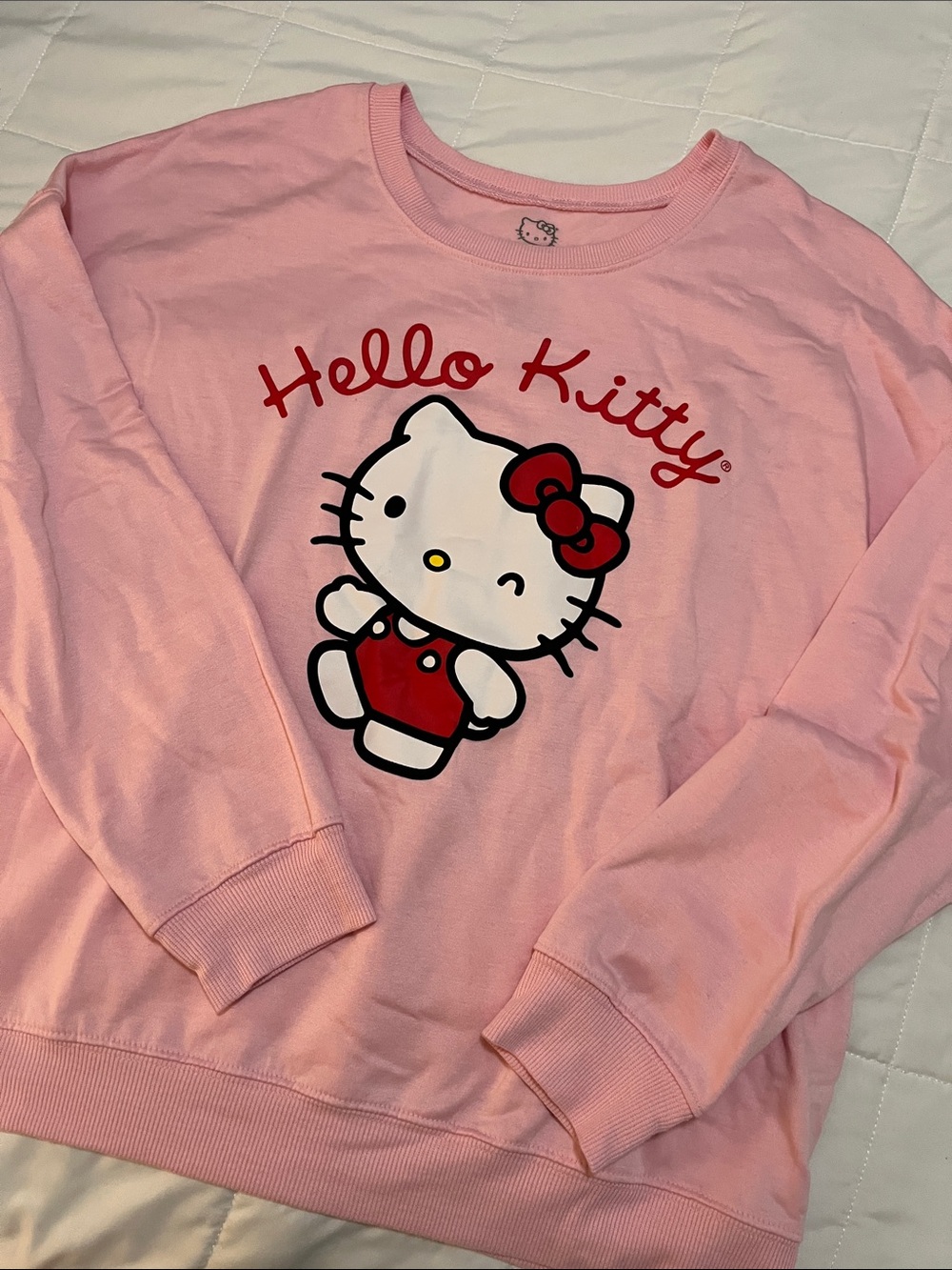 Sanrio Hello Kitty Pink and Red Crewneck Sweatshirt women’s medium